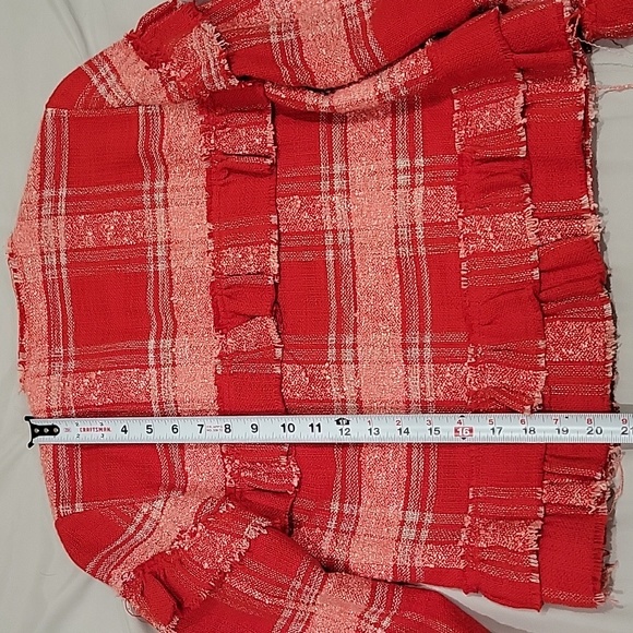 Zara red tweed plaid blazer - Picture 6 of 7